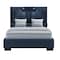 Homeroots Navy Blue And Upholstered Lighted Queen Bed Frame with USB 564741 - alternate 4