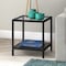 Homeroots 22" Black And Clear Glass And Steel Square End Table With Shelf 544182 - alternate 3
