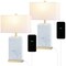 Jonathan Y Chloe 24.5" Modern Coastal Iron/Marbled Ceramic LED Table Lamp with USB Charging Port, Blue/Whi, 2PK JYL1140A-SET2 - alternate 1