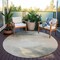Homeroots 8' Beige Taupe And Ivory Round Abstract Washable Indoor Outdoor Area Rug 616846 - alternate 5