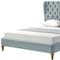 Homeroots Blue Solid Wood Twin Tufted Upholstered Linen Bed 544877 - alternate 5