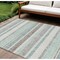Homeroots 10' X 14' Teal Blue And Gray Striped Washable Indoor Outdoor Area Rug 632250 - alternate 1