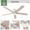 Hunter Fan Burton 52 in. White Indoor and Outdoor Ceiling Fan 52929 - alternate 3