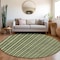 Homeroots 8' Olive Green And Ivory Round Striped Washable Indoor Outdoor Area Rug 595885 - alternate 5