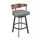 Armen Living Lacey 26in Swivel Counter Stool in Black Iron with Walnut Finish and Vintage Gray Faux Leather LCLABAGRYWA26 - alternate 1