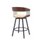 Homeroots 27" Cream and Black Faux Leather with Metal Swivel Counter Height Bar Chair 534450 - alternate 5