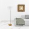 Homeroots 61" Brass Two Light Floor Lamp With White Frosted Glass Drum Shade 523572 - alternate 3