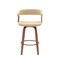 Homeroots 26" Cream And Wood Brown Faux Leather Swivel Counter Height Bar Chair 534465 - alternate 7