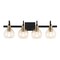 Jonathan Y Marais 29.75" 4-Light Iron/Glass Rustic Vintage LED Vanity Light, Black/Brass Gold JYL3529A - alternate 1