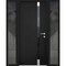 Vdomdoors Steel Door Cynex 6777 Black 2 Sidelight Exterior Windows Stainless Inserts Single Modern Painted-W1 CYNEX6777EXD-BLK-W12+36+12 x H80-Left-hand Inswing - alternate 1