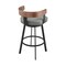 Armen Living Idris 26in Swivel Counter Stool in Black Iron with Walnut Finish and Vintage Gray Faux Leather LCIDBAGRYWA26 - alternate 3
