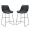Homeroots Set of Two Black Faux Leather and Metal Low Back Counter Height Bar Chairs, 2PK 555071 - alternate 1
