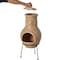Vintiquewise Outdoor Beige Clay Chimenea Maya Design Fire Pit with Metal Stand QI004350 - alternate 2
