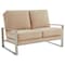 Leisuremod Jefferson Contemporary Velvet Loveseat with Silver Frame, Beige JAS53BG - alternate 1