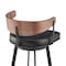 Armen Living Lacey 30in Swivel Bar Stool in Black Iron with Walnut Finish and Vintage Black Faux Leather LCLABABLKWA30 - alternate 4
