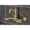 Kingston Brass Two-Handle Wall Mount Bridge Kitchen Faucet, Brushed Brass KS2447BAL - alternate 4