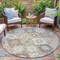 Homeroots 8' Ivory Gold And Gray Round Southwestern Washable Indoor Outdoor Area Rug 632271 - alternate 4
