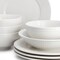 Elama Kate 16 Piece Textured Trim Double Bowl Porcelain Dinnerware Set in White ELM-KATE16 - alternate 7