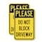 Signmission Please Do Not Block Driveway, 18'' X 24'' 2 Signs, Heavy Gauge Aluminum, 2PK A-1824-2PACK-23297 - alternate 1