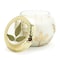Homeroots 5" White Juniper Scented Two Wick Candle In Clear And Gold Glass Leaf Holder 633859 - alternate 3