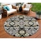 Homeroots 8' Black Gray And Brown Round Oriental Washable Indoor Outdoor Area Rug 597664 - alternate 1