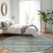 Homeroots 8' Teal Blue Salmon And Beige Round Medallion Washable Indoor Outdoor Area Rug 615916 - alternate 5