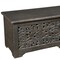 Homeroots 52" Black Distressed Solid Wood Carved Floral Storage Ottoman 636283 - alternate 6