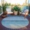 Homeroots 8' Sky Blue Round Striped Washable Indoor Outdoor Area Rug 608141 - alternate 6