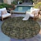 Homeroots 8' Charcoal Round Medallion Washable Indoor Outdoor Area Rug 607394 - alternate 5