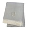 Homeroots 55" X 70" Gray White Herringbone Cotton Blend D Initial Throw Blanket with Tassels Embroidery 655527 - alternate 3