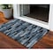 Homeroots 3' X 5' Blue Black And Gray Striped Washable Indoor Outdoor Area Rug 603215 - alternate 1