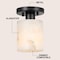 Jonathan Y Jules 5.13" 1-Light Modern Contemporary Alabaster/Iron Cylinder LED Semi Flush Mount, White Marbling/ JYL1206B - alternate 5