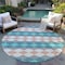 Homeroots 8' Teal Blue Gray And Copper Round Geometric Washable Indoor Outdoor Area Rug 597928 - alternate 2