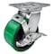 Hyw Products Heavy Duty Caster 5in Green Polyurethane on Cast Iron Wheel, Swivel with Brake 40-50S-A1-PC-TB(G) - alternate 1