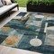 Homeroots 5' X 8' Teal Blue Ivory And Gold Geometric Washable Indoor Outdoor Area Rug 604507 - alternate 1