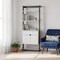 Homeroots 65" White Wood Five Tier Etagere Bookcase with Two Doors and A Drawer 630389 - alternate 3