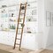 Quiet Glide 8.92 ft. Walnut Sunburst Wheel Brushed Satin Brass Rolling Hook Removable Ladder, 12 ft. Rail QG.510-9WA-12-H.06B - alternate 1