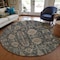 Homeroots 8' Gray Silver And Beige Round Oriental Washable Indoor Outdoor Area Rug 582076 - alternate 3