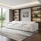 Homeroots 130" White Top Grain Leather Reclining Metal USB Sofa 720398 - alternate 5