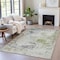 Homeroots 5' X 8' Linen Fern Green And Beige Abstract Washable Indoor Outdoor Area Rug 630796 - alternate 3