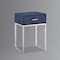 Homeroots 24" Silver Metallic And Navy Blue End Table With Drawer 543907 - alternate 5
