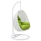 Leisuremod White Wicker Hanging Egg Swing Chair with Light Green Cushions ESCW-40LG - alternate 1