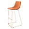 Homeroots Set of Two 30" Orange And Gold Velvet And Steel Bar Height Bar Chairs 555758 - alternate 4