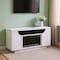 Homeroots 76" White Ribbed Wood Electric Storage Cabinet Fireplace With LED And Speaker 643644 - alternate 5