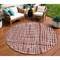 Homeroots 8' Burgundy And Ivory Round Striped Washable Indoor Outdoor Area Rug 583410 - alternate 1