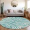 Homeroots 8' Teal Blue And Ivory Round Animal Print Washable Indoor Outdoor Area Rug 600662 - alternate 5