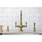 Kingston Brass Two-Handle Single-Hole Kitchen Faucet with Brass Sprayer, Brushed Brass KS1777ALBS - alternate 3