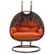 Leisuremod Mendoza Dark Brown Wicker Hanging 2 person Egg Swing Chair with Orange Cushions MSCDBR-53OR - alternate 4