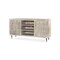 Homeroots 60in Ivory Carved Geometric Distressed Solid Wood Enclosed and Open Storage TV Stand 489506 - alternate 1