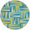 Homeroots 8' Teal Blue Green And Ivory Round Geometric Washable Indoor Outdoor Area Rug 598306 - alternate 4